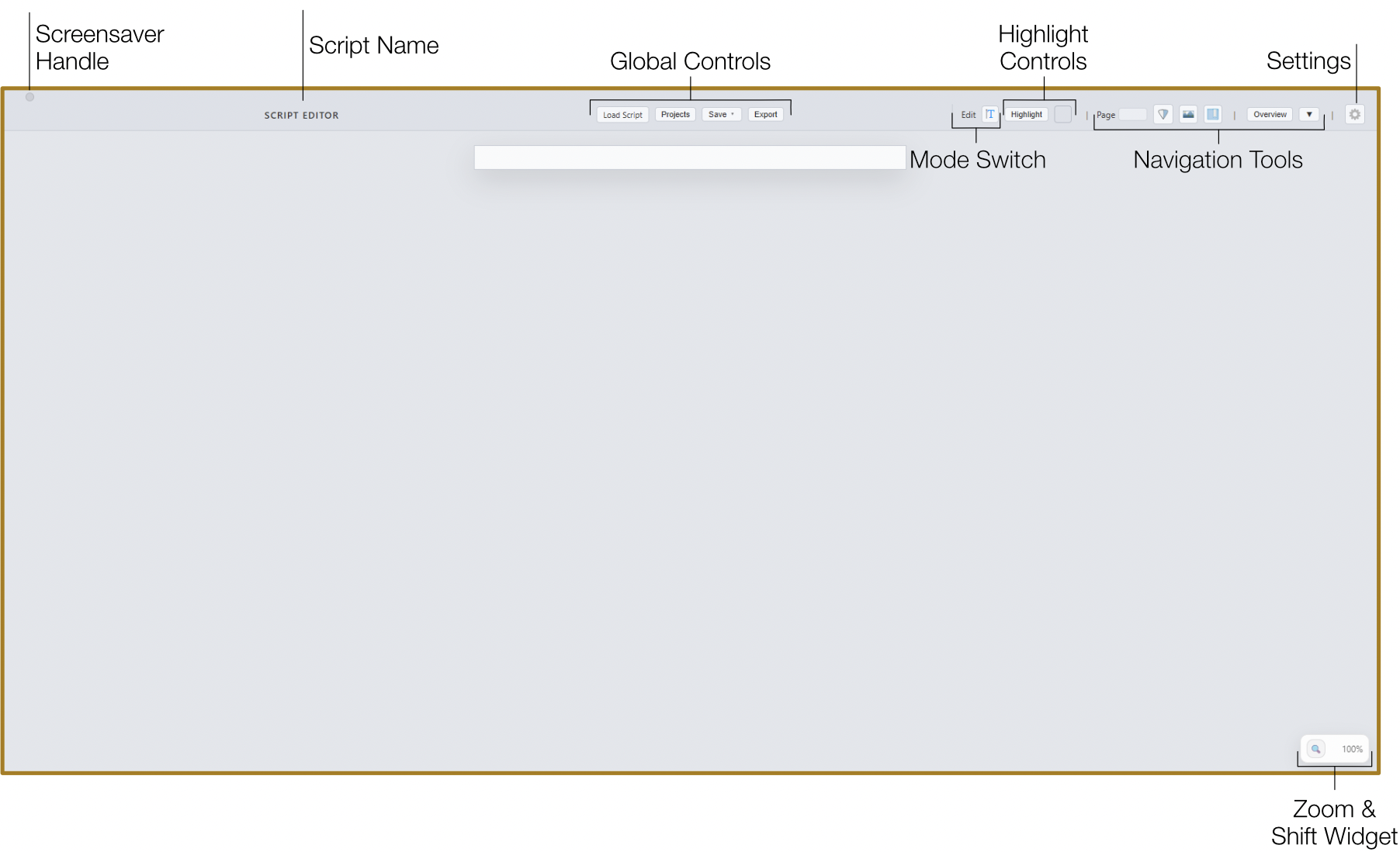 Script Editor overview showing the workspace with script canvas and toolbar